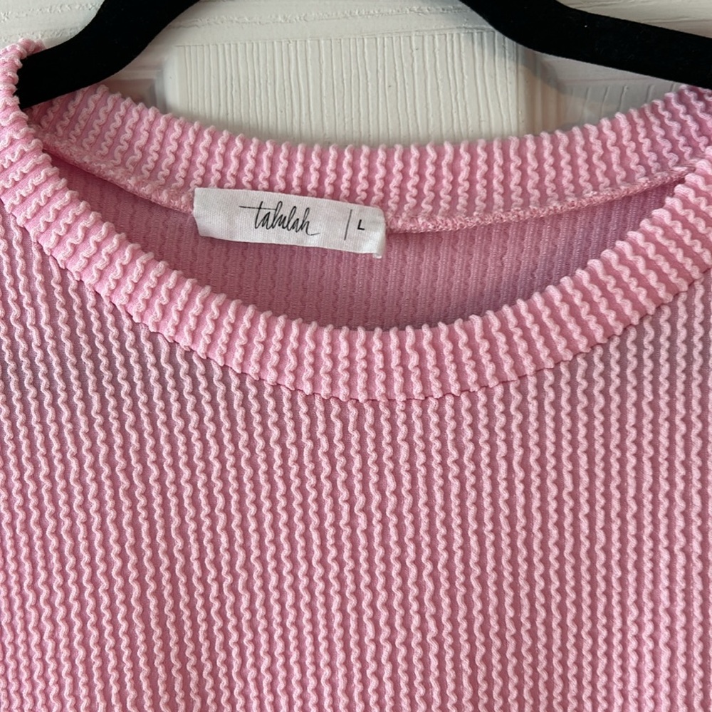 Talulah Comfy Ribbed Pullover in the color bubblegum- size large - Picture 2 of 5